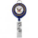 Navy with Crest Retractable Badge Holder