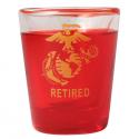 Retired Marine EGA Logo on Clear/Red Shot Glass