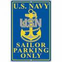 Navy PARKING ONLY ALUMINUM Sign 