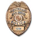 Clone of San Diego (Lieutenant) Department Badge All Metal Sign  (With Badge Num