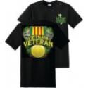 Patriotic and Veteran Vietnam Veteran with Map Silk Screen Black Tee Shirt