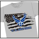 US Air Force with Tattered Flag Imprinted Shirt
