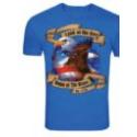 Land of the Free Design Silk Screen on Blue T-Shirt