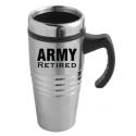 ARMY RETIRED TEXT 16OZ  STAINLESS STEEL BLACK HANDLE TUMBLER