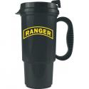 U.S. Army Ranger Logo on Metallic Charcoal Insulated Travel Mug with Black Lid