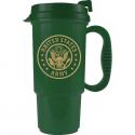 US Army Crest on Metallic Green Insulated Travel Mug with green lid