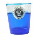 US Navy Crest Logo on Clear/Blue Shot Glass