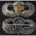  WW II Chaplain Paratrooper Wing Sterling Pin Back, Gold Plated Latin Cross