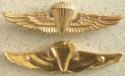 USMC / USN  Paratrooper Badge Sterling Gold Plate Clutch Back 