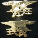 US Navy Seals Insignia Sterling / Gold Plate Badge Full Size. 