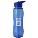 82D Airborne Logo on Blue Slim Grip with Flip Straw Lid Water Bottle