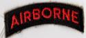 Airborne Tab Patch  Red on Black Merrow Cut