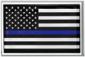 POLICE USA FLAG BLUE LINE CHROME DECAL