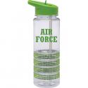 AIR FORCE Block Font in Lime Green Imprint on Lime Green Bling Water Bottle with