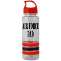 AIR FORCE DAD Black Imprint on 24 oz Striped with Silicone Bracelets Clear Bottl