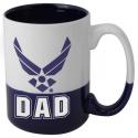 Air Force Dad with Hap Arnold Wing on Cobalt and White Ceramic Mug