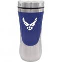 Air Force Symbol Logo in White Imprint on Blue Stainless Tumbler