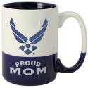 Air Force Symbol with Proud Mom on 15 oz El Grande Cobalt and White 2-Color Mug