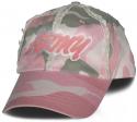 ARMY Curvy Letters Direct Embroidered Washed and Frayed Pink Camo Ball Cap