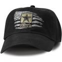 Army Star on Tattered Flag Direct Embroidered Black Ball Cap