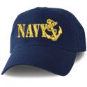 Navy with Anchor Direct Embroidered Blue Ball Cap