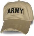 AARMY Applique Frayed Fabric with Screen Print Frayed Bill Khaki Ball Cap