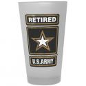 US Army Star Retired Gold Foiled and Frosted 16 oz Beer Glass