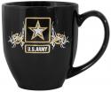 US Army Star with Scroll Design Gold Foiled Black Bistro Mug