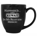 Happiness is Kuwait In My Rearview Mirror Silver Foiled Bistro Mug Choice of Bla