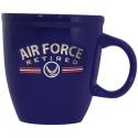 Air Force Retired Wings and Stripes Design Silver Foiled Blue Bistro Mug
