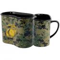 USMC Eagle, Globe & Anchor 3D on Digital Camo Canteen Shaped Sculpted Ceramic