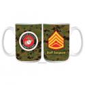 Marine Corps Emblem and E-6 Staff Sgt with Digital Pattern Full Color Sublimatio
