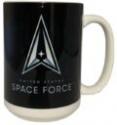 United States Space Force Logo with Galaxy and Earth Photo Sublimation Imprint on a 15 oz. White Mug. United States Space Force Logo with Galaxy and Earth Photo Sublimation Imprint o