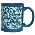 Army Mom (Scrolls with Butterflies) Purple Ceramic Mug Teal