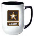 ARMY STAR LOGO WHITE OUTSIDE BLACK INSIDE 17OZ CERAMIC COFFEE MUG
