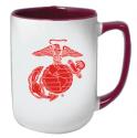 MARINES EGA WHITE OUTSIDE RED INSIDE 17OZ CERAMIC COFFEE MUG