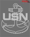 USN with Anchor Silver Jumbo Vinyl Transfer