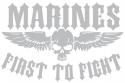 Marines First to Fight with Skull and Wing Logo Silver Jumbo Vinyl Transfer