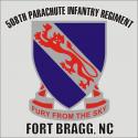 Army Decal 508th Parachute Infantry Regiment Fury From The Sky Ft Bragg NC Decal