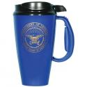 Department of Defense Seal on Blue Insulated Travel Mug with Black Lid