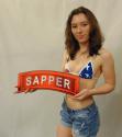 Sapper Tab (Red & White) Metal Sign 17 x 7"