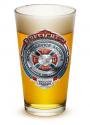 FIRE HONOR SERVICE SACRIFICE CHROME BADGE PINT GLASS
