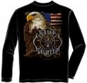 FIREFIGHTER EAGLE AND FLAG LONG SLEEVE T-SHIRT