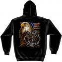 FIREFIGHTER EAGLE AND FLAG HOODED SWEATSHIRT