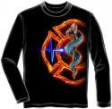 Firefighter Fire Rescue, black long-sleeve T-Shirt FRONT