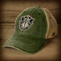 Embroidered US Army Special Forces Logo on a vintage style trucker cap with soft