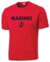MARINES W/ EGA Design on Red Performance T-Shirt