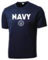 NAVY W/ Navy Crest Design on Blue Performance T-Shirt