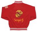 Marine Semper Fi Direct Embroidered and Patch Satin Jacket Red