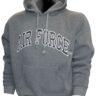 Air Force Embroidered Applique on Grey Fleece Pullover Hoodie
